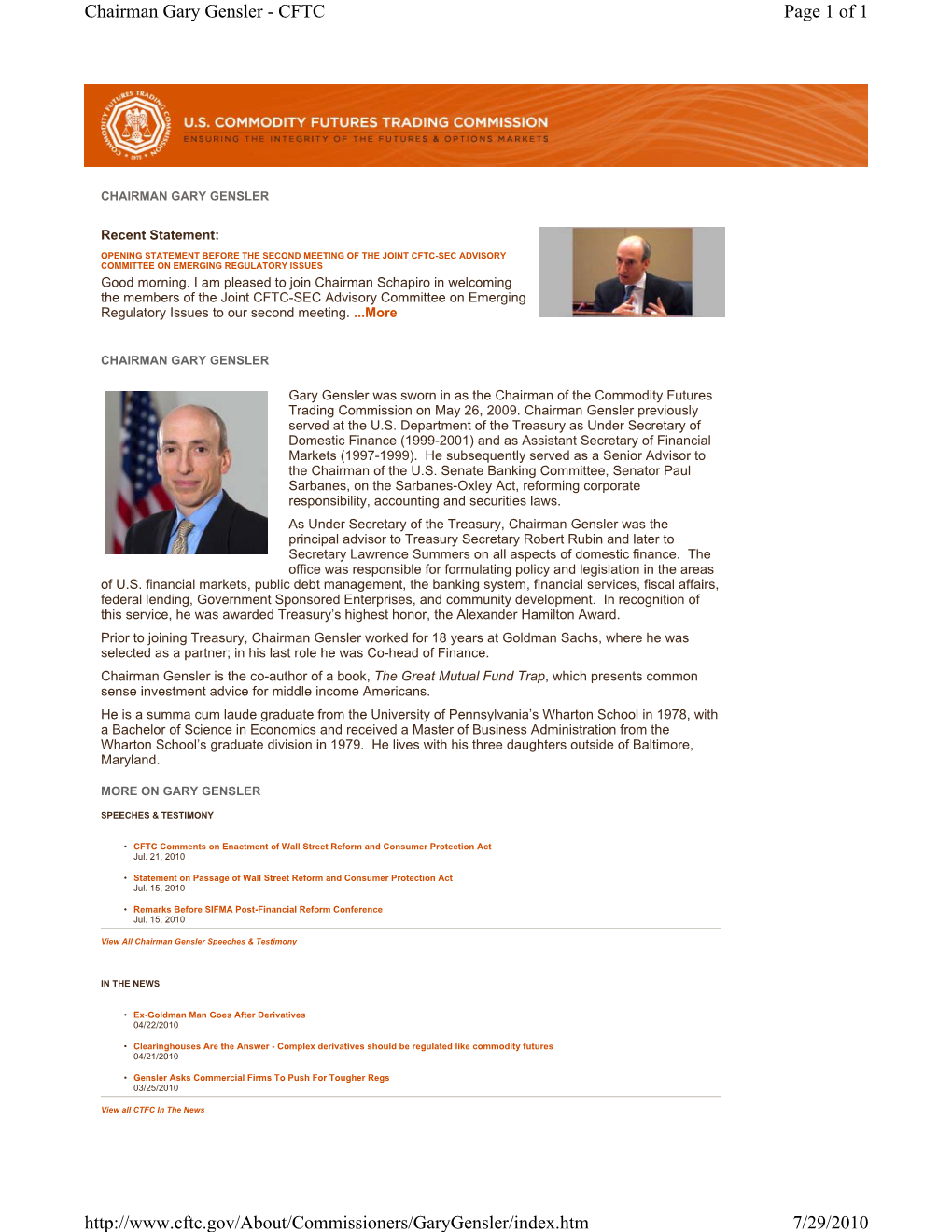 Page 1 of 1 Chairman Gary Gensler