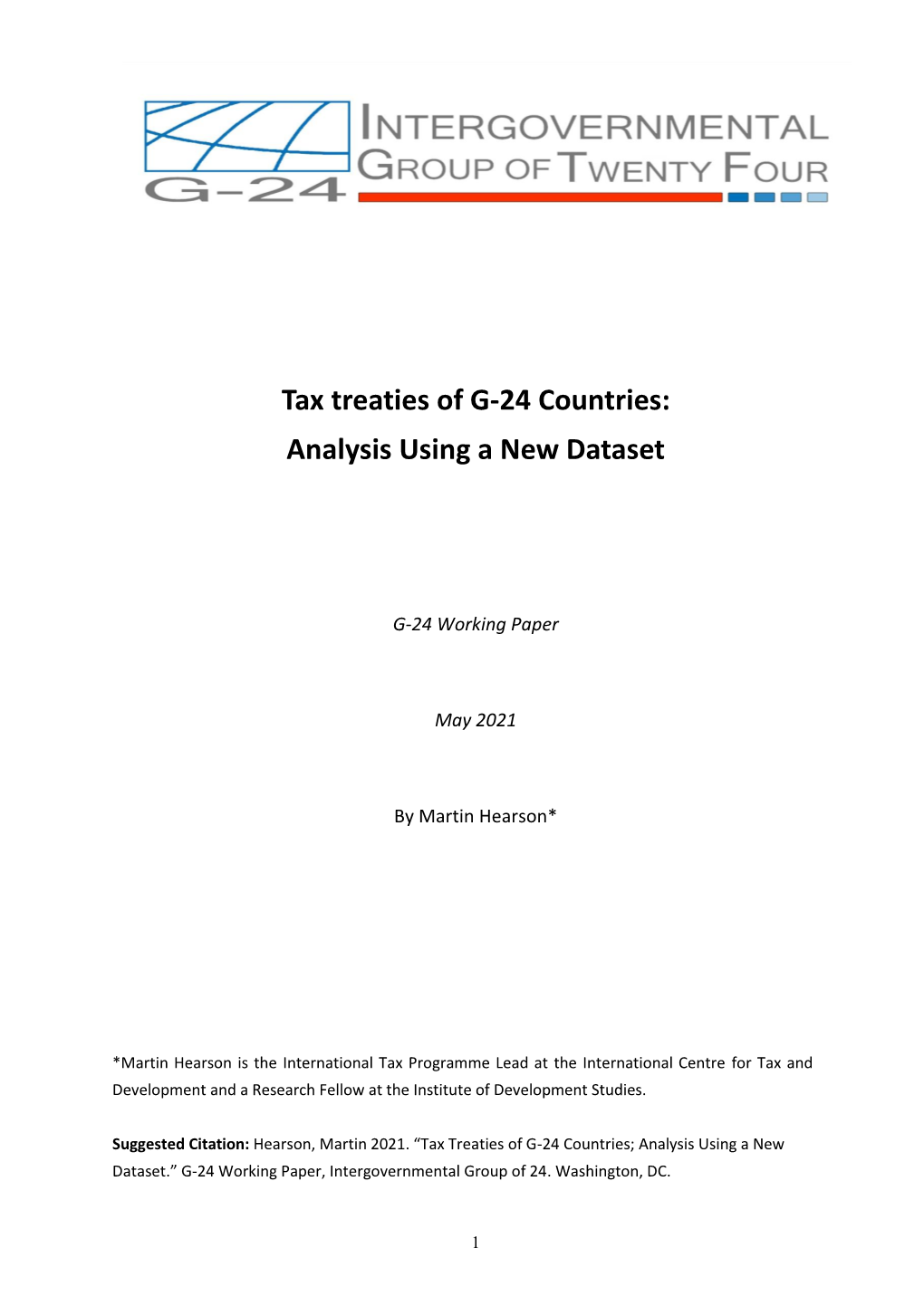 Tax Treaties of G-24 Countries: Analysis Using a New Dataset
