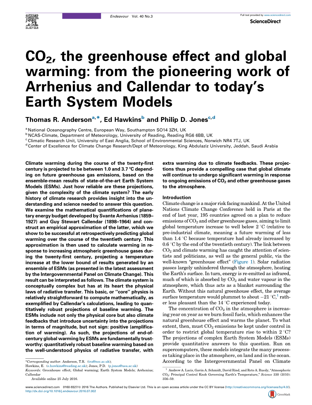 CO2, the Greenhouse Effect and Global Warming