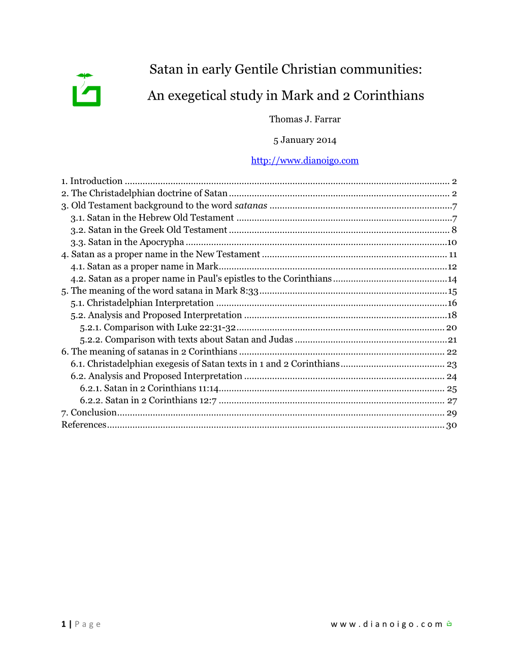 Satan in Early Gentile Christian Communities: an Exegetical Study in Mark and 2 Corinthians