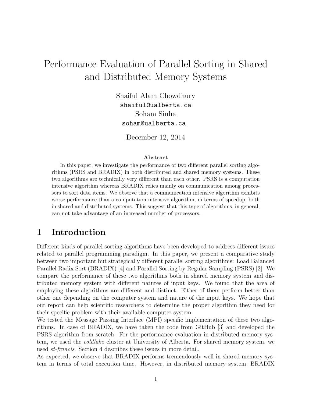 Performance Evaluation of Parallel Sorting in Shared and Distributed Memory Systems