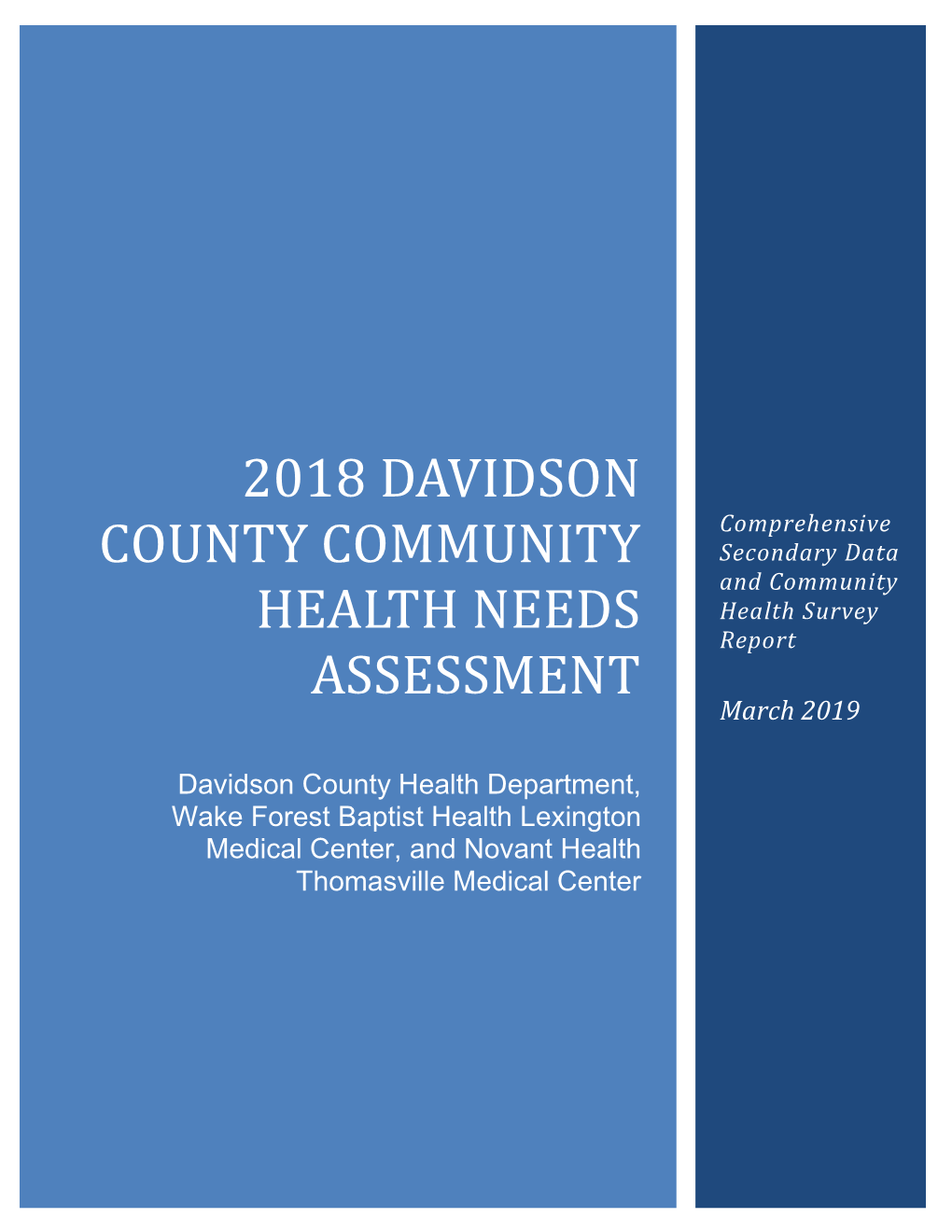 2018 Davidson County Community Health Needs Assessment: Secondary Data and Community Health Survey Report