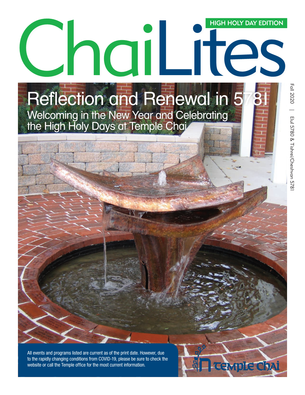 Reflection and Renewal in 5781 |