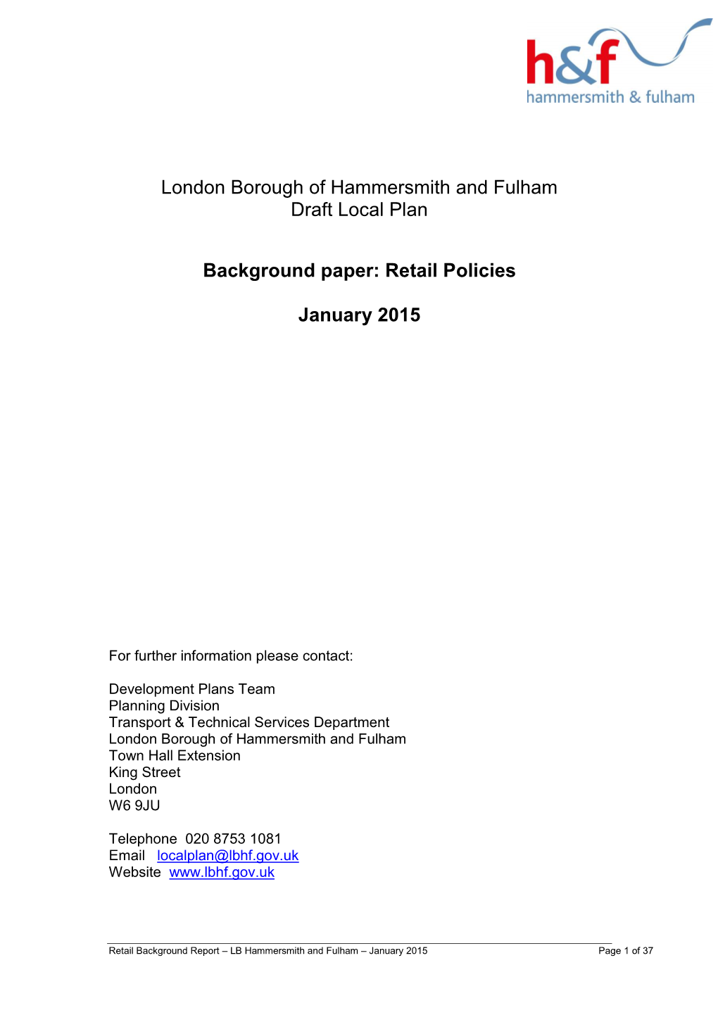 London Borough of Hammersmith and Fulham Draft Local Plan