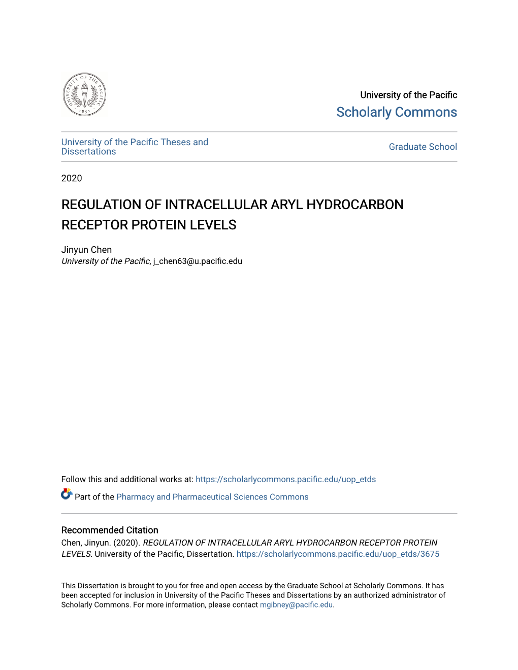 Regulation of Intracellular Aryl Hydrocarbon Receptor Protein Levels