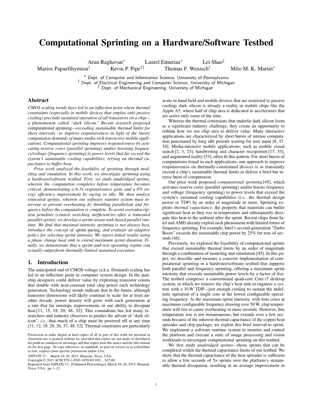 Computational Sprinting on a Hardware/Software Testbed