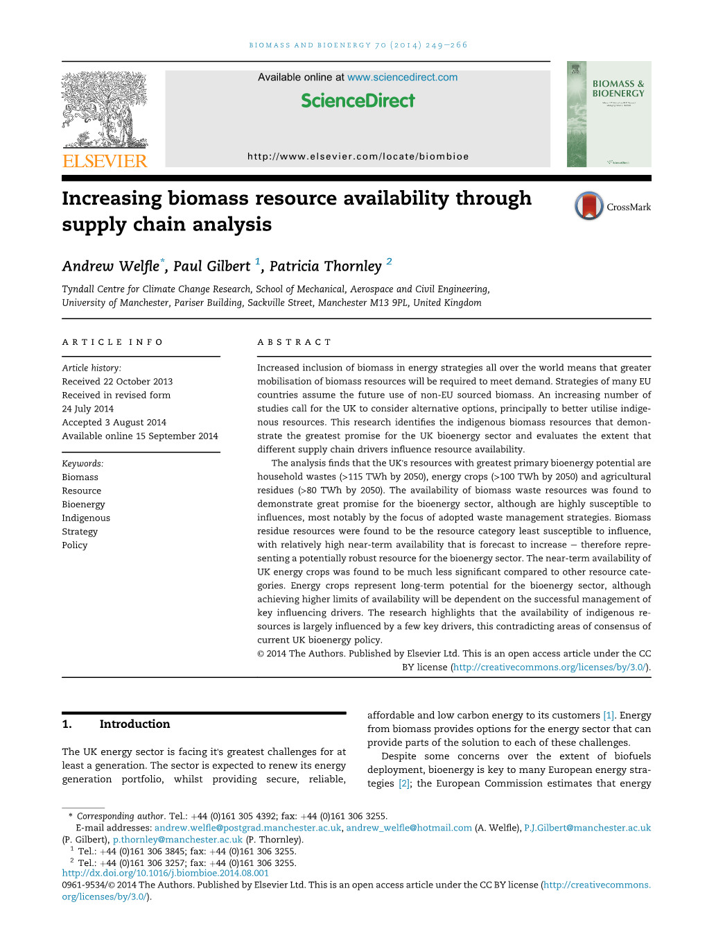 Increasing Biomass Resource Availability Through Supply Chain Analysis