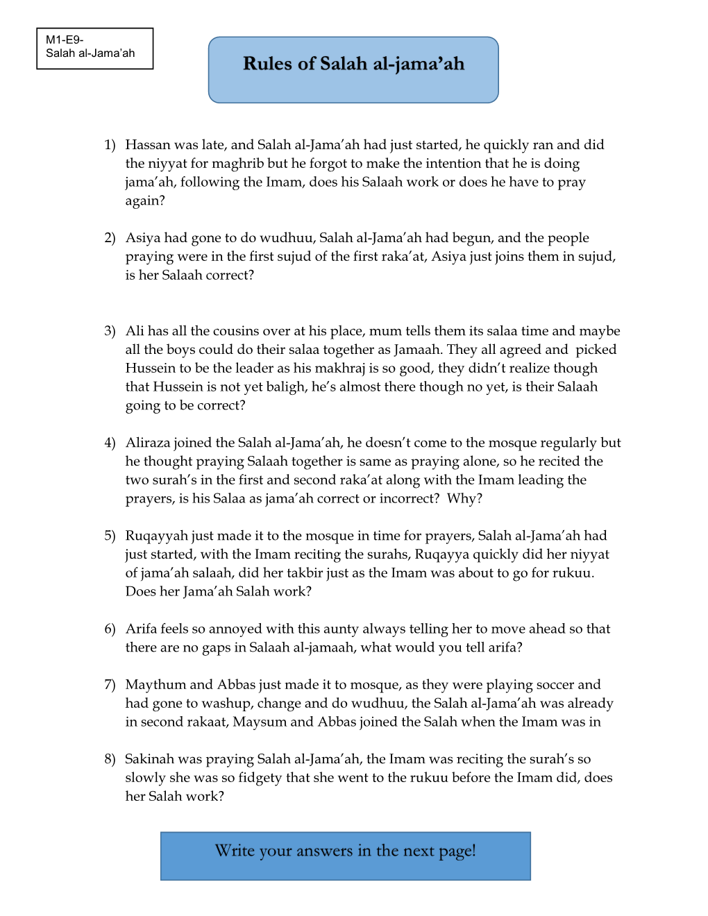 Rules of Salah Al-Jama'ah