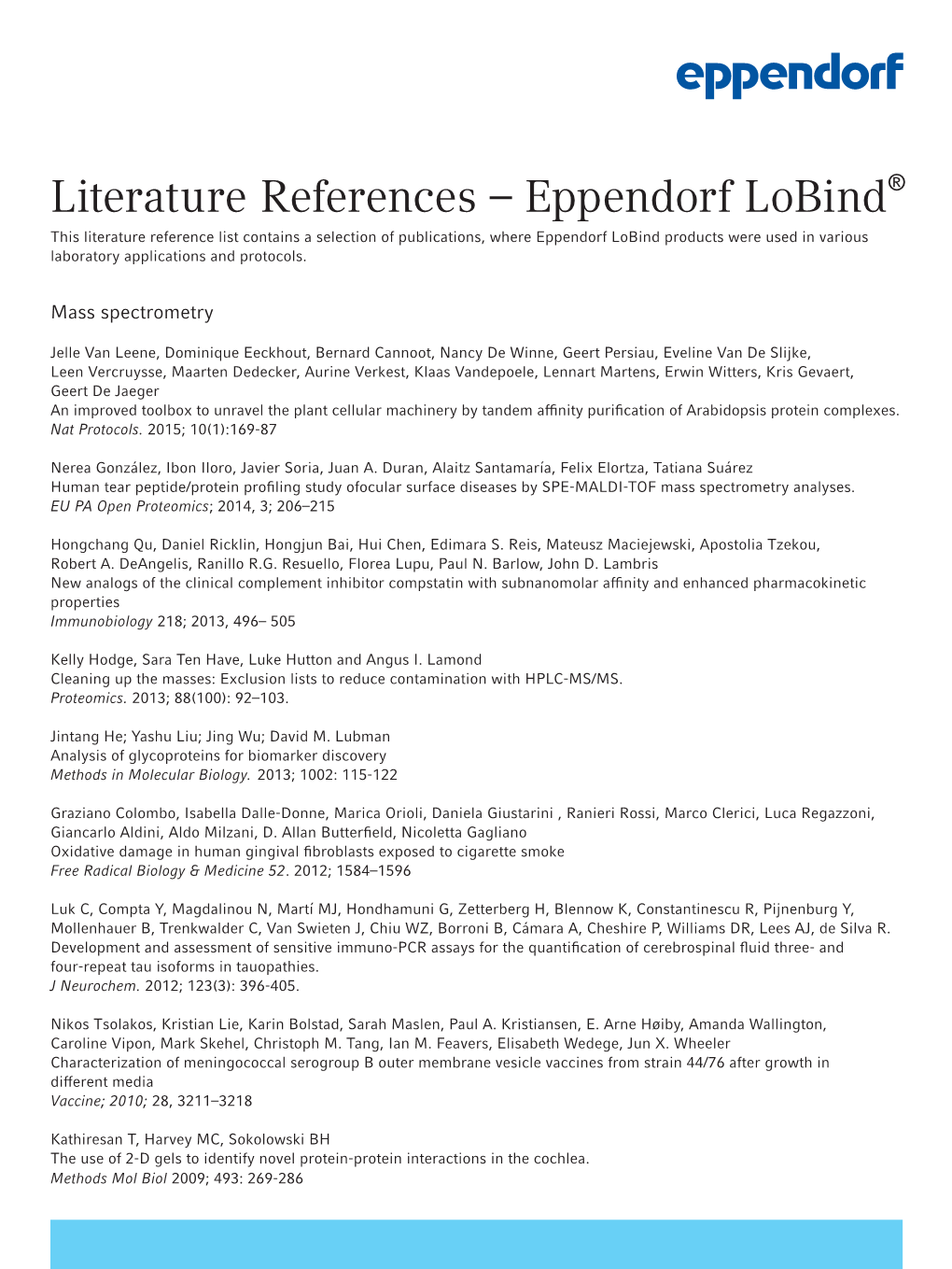 Literature References – Eppendorf Lobind®