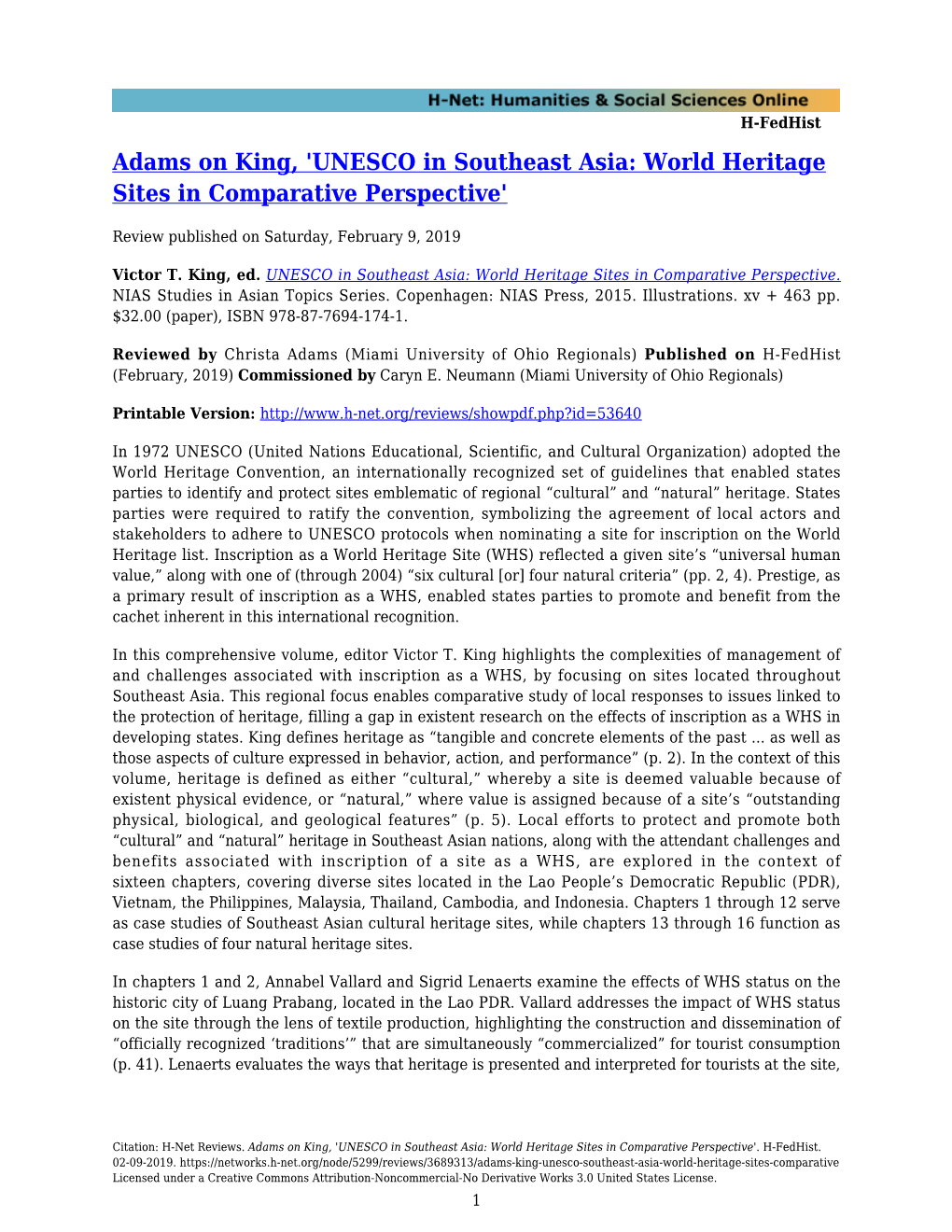 UNESCO in Southeast Asia: World Heritage Sites in Comparative Perspective'