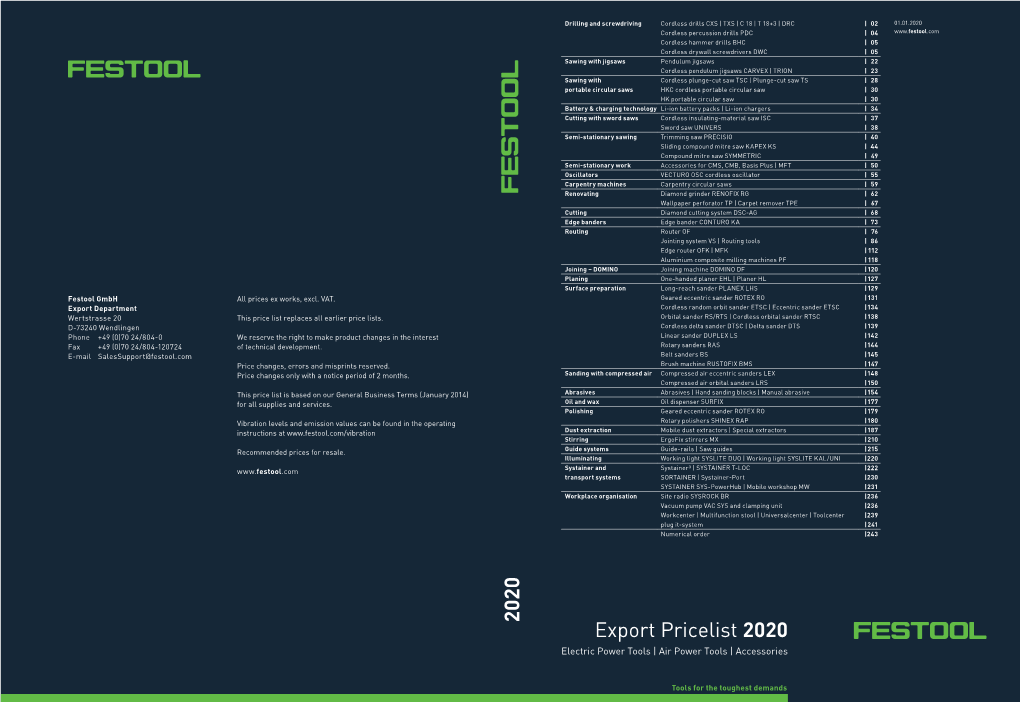 2020 Export Pricelist 2020 Electric Power Tools | Air Power Tools | Accessories