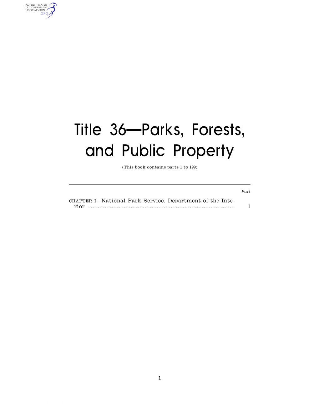 Title 36—Parks, Forests, and Public Property