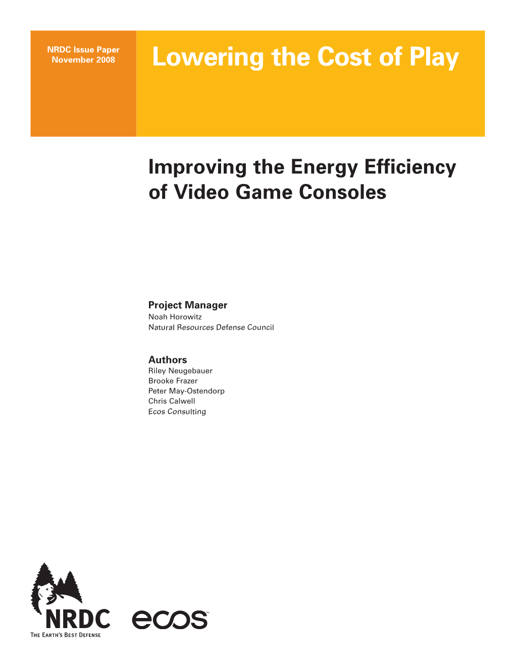 Improving Energy Efficiency of Video Game Consoles