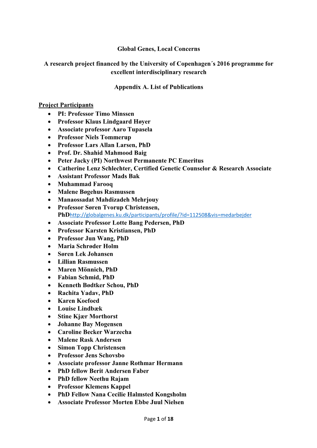 Appendix A. List of Publications