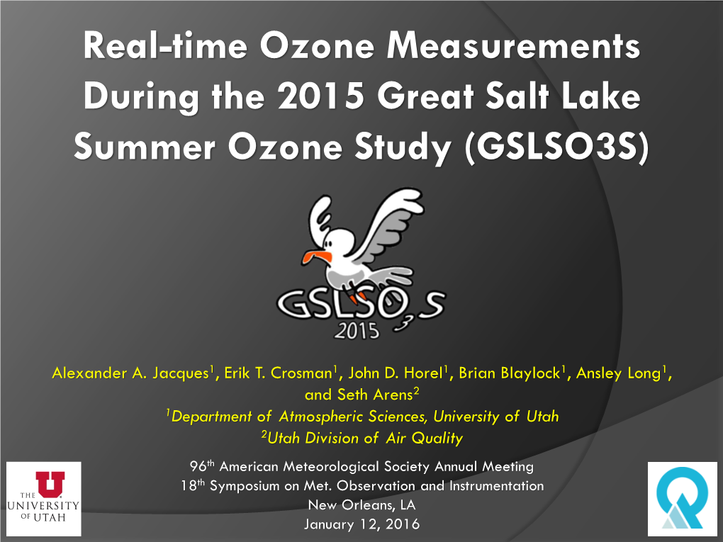 Real-Time Ozone Measurements During the 2015 Great Salt Lake Summer Ozone Study (GSLSO3S)