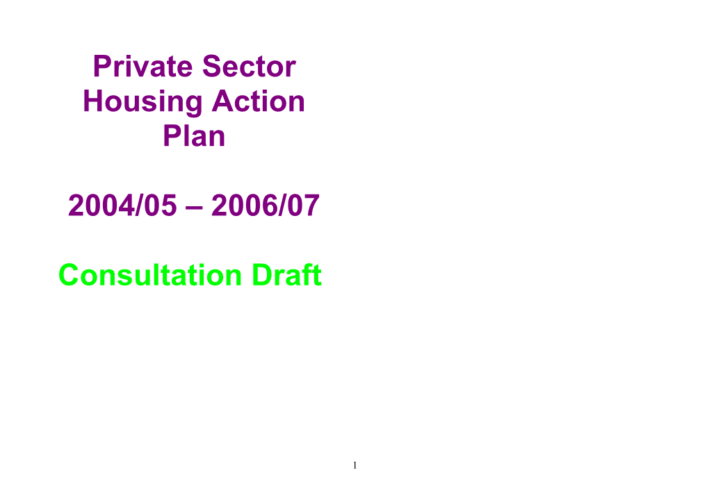 Private Sector Housing Plan