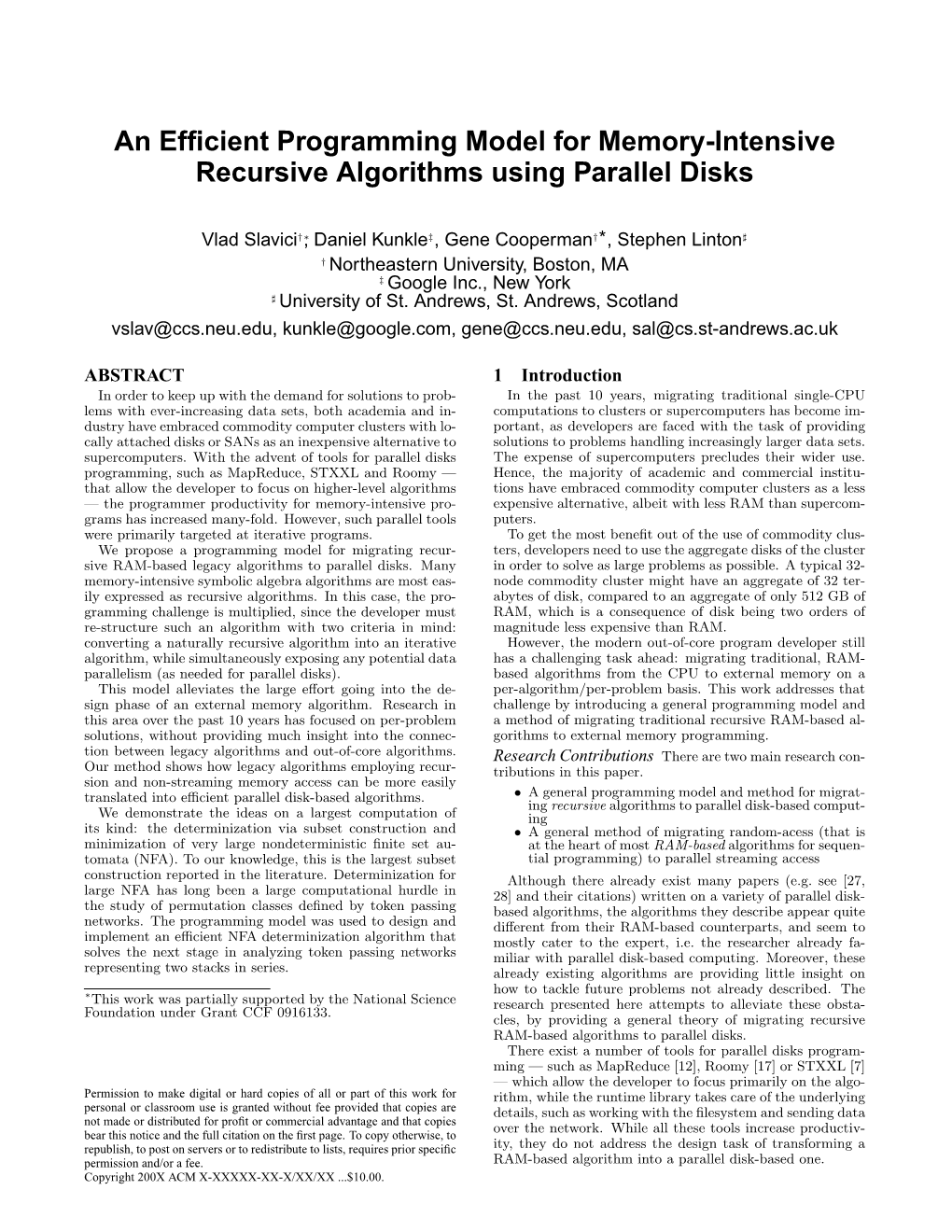 An Efficient Programming Model for Memory-Intensive Recursive