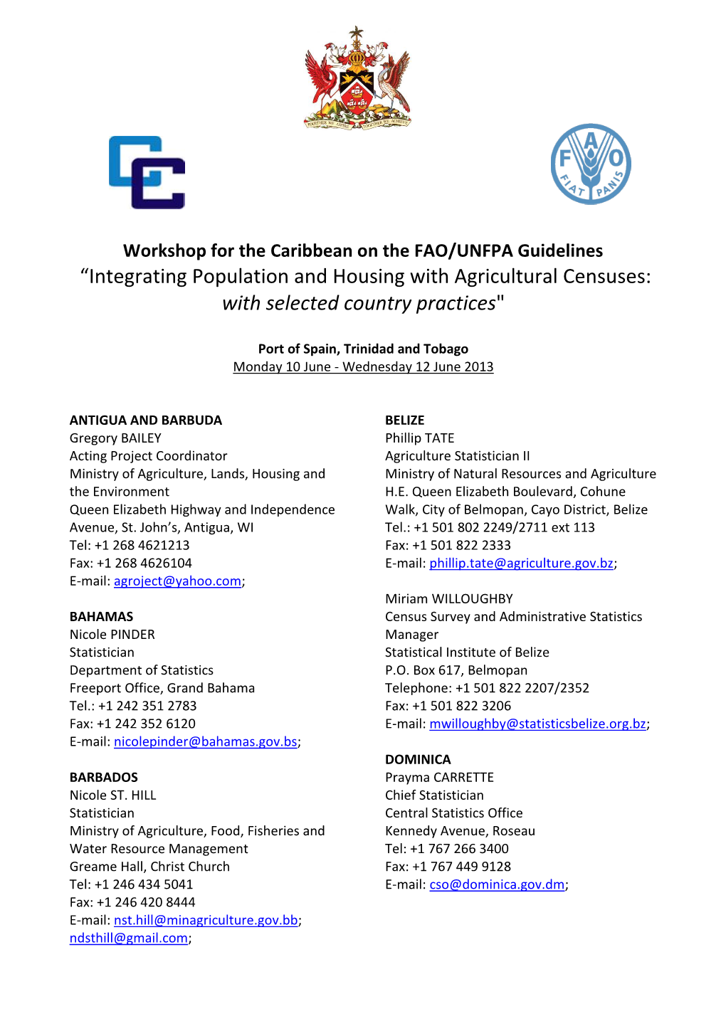 “Integrating Population and Housing with Agricultural Censuses: with Selected Country Practices"