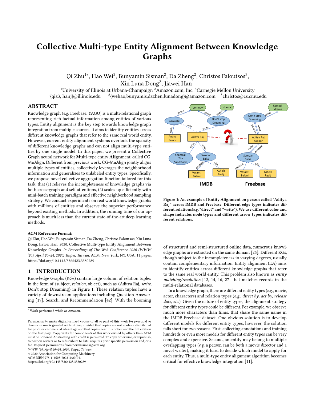 Collective Multi-Type Entity Alignment Between Knowledge Graphs