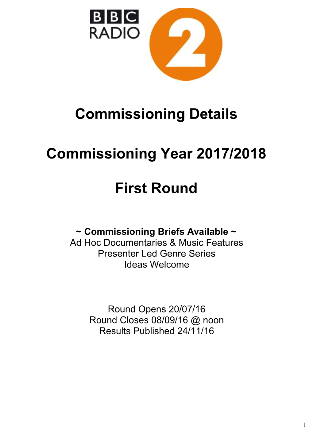 Commissioning Details Commissioning Year 2017/2018