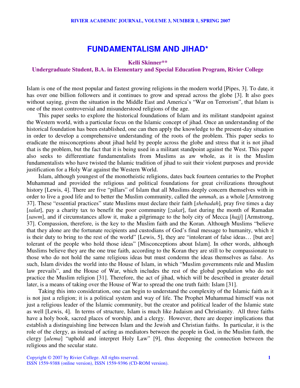 Fundamentalism and Jihad*