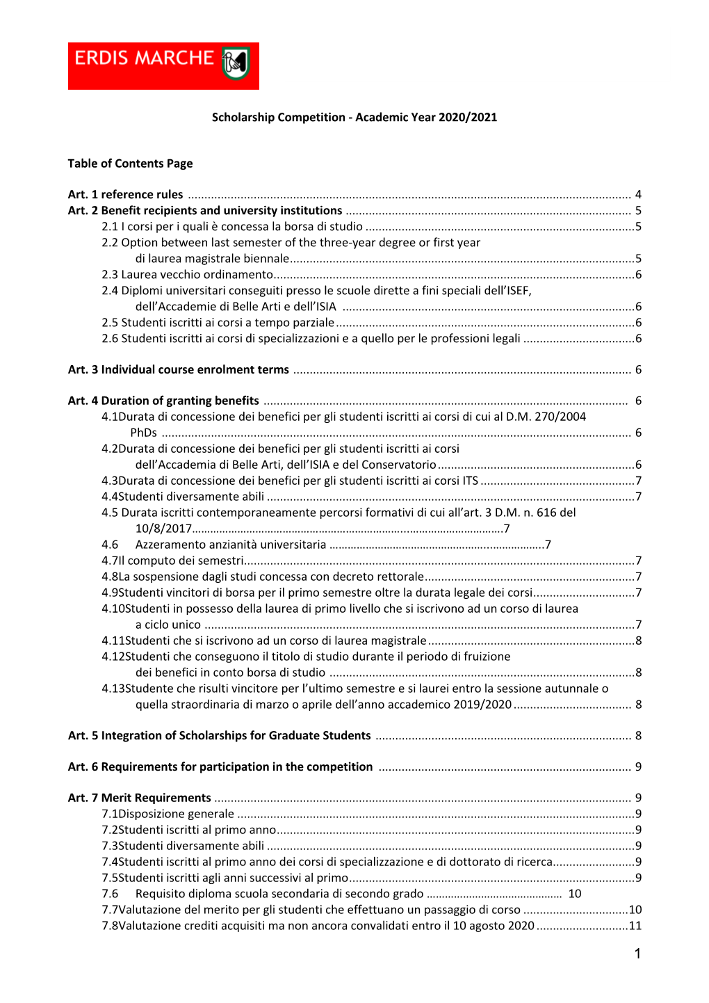 Scholarship Competition - Academic Year 2020/2021