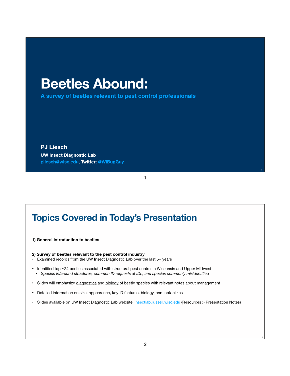 Beetles Abound: a Survey of Beetles Relevant to Pest Control Professionals