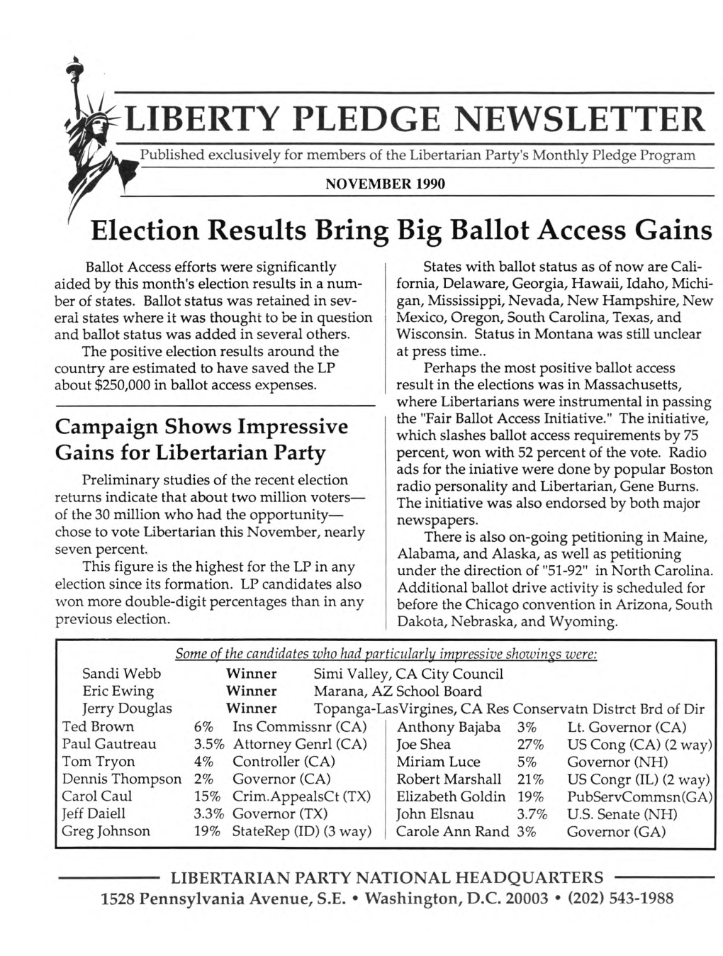 Liberty Pledge Newsletter