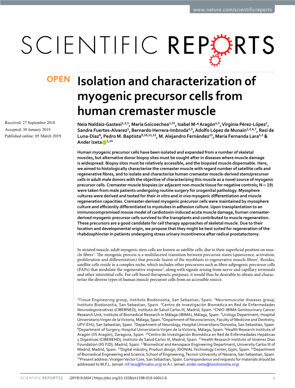 Isolation and Characterization of Myogenic Precursor Cells From