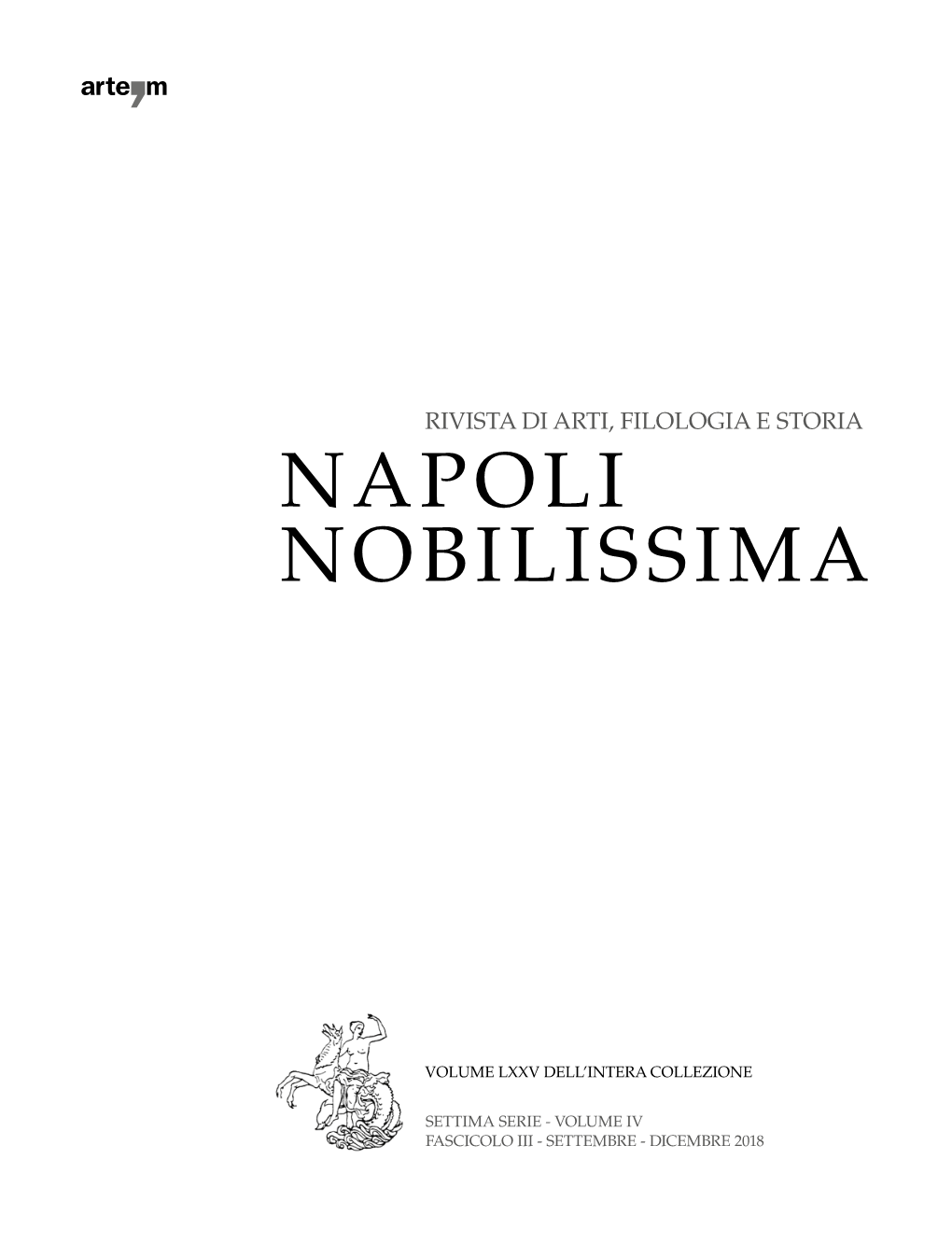 Dicembre 2018 Rivista Di Arti, Filologia E Storia Napoli Nobilissima