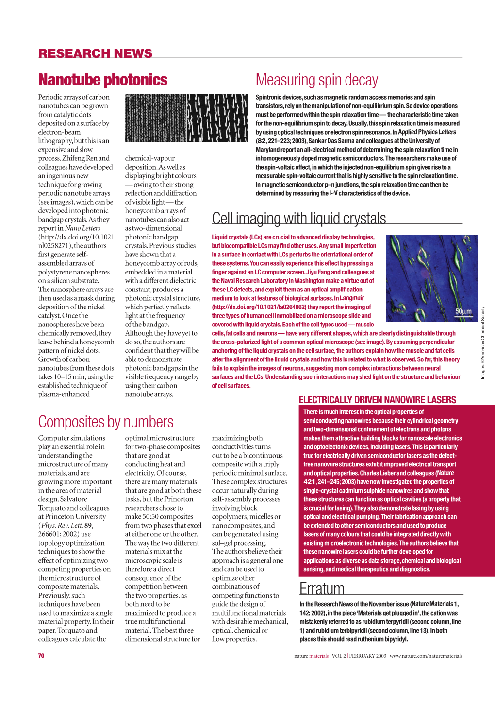 Nanotube Photonics Cell Imaging with Liquid Crystals Erratum Measuring