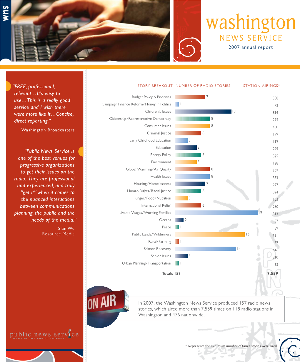 Washington NEWS SERVICE 2007 Annual Report