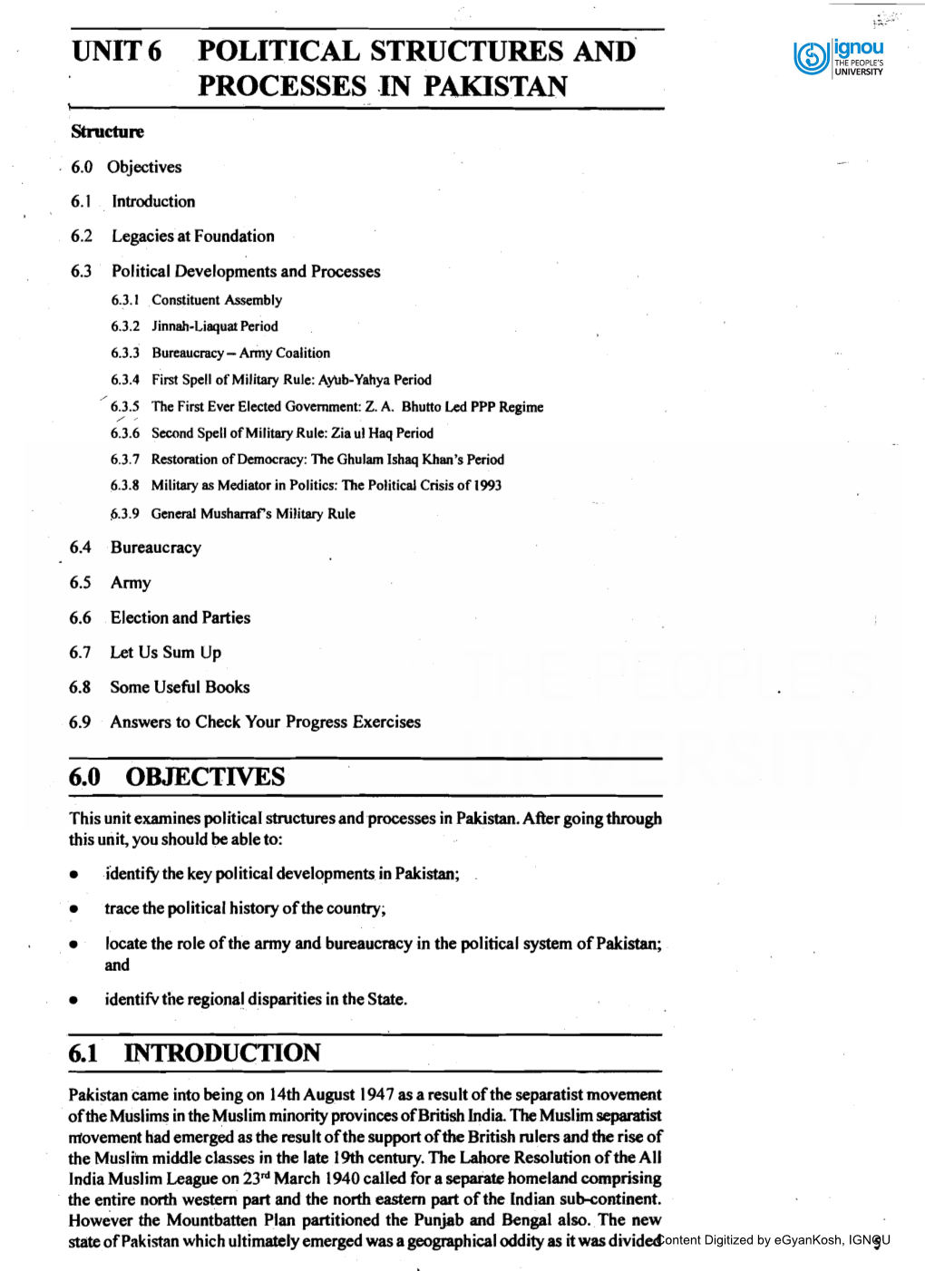 Unit 6 Political Structures and Processes .In Pakistan