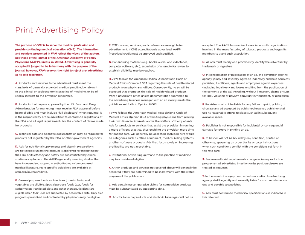 Print Advertising Policy