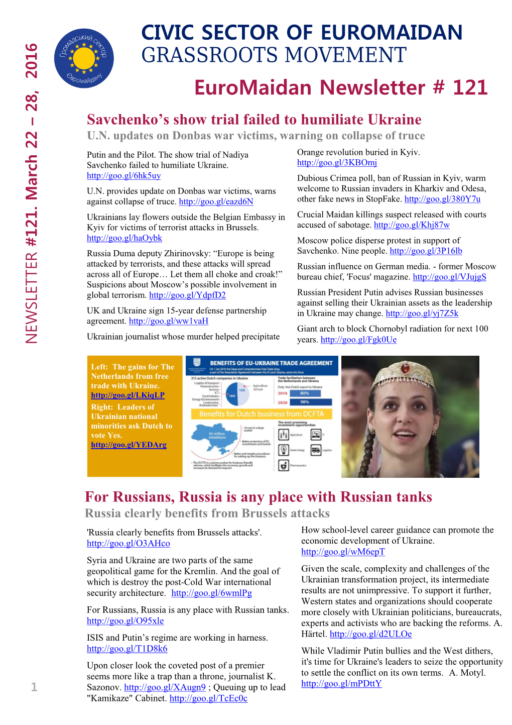 Euromaidan Newsletter # 121 CIVIC SECTOR OF