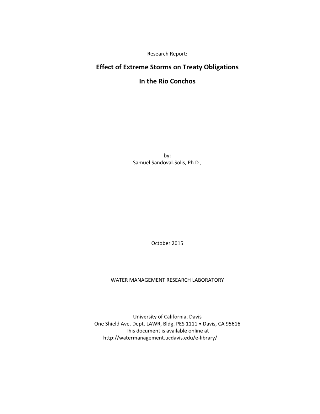 Effect of Extreme Storms on Treaty Obligations in the Rio Conchos