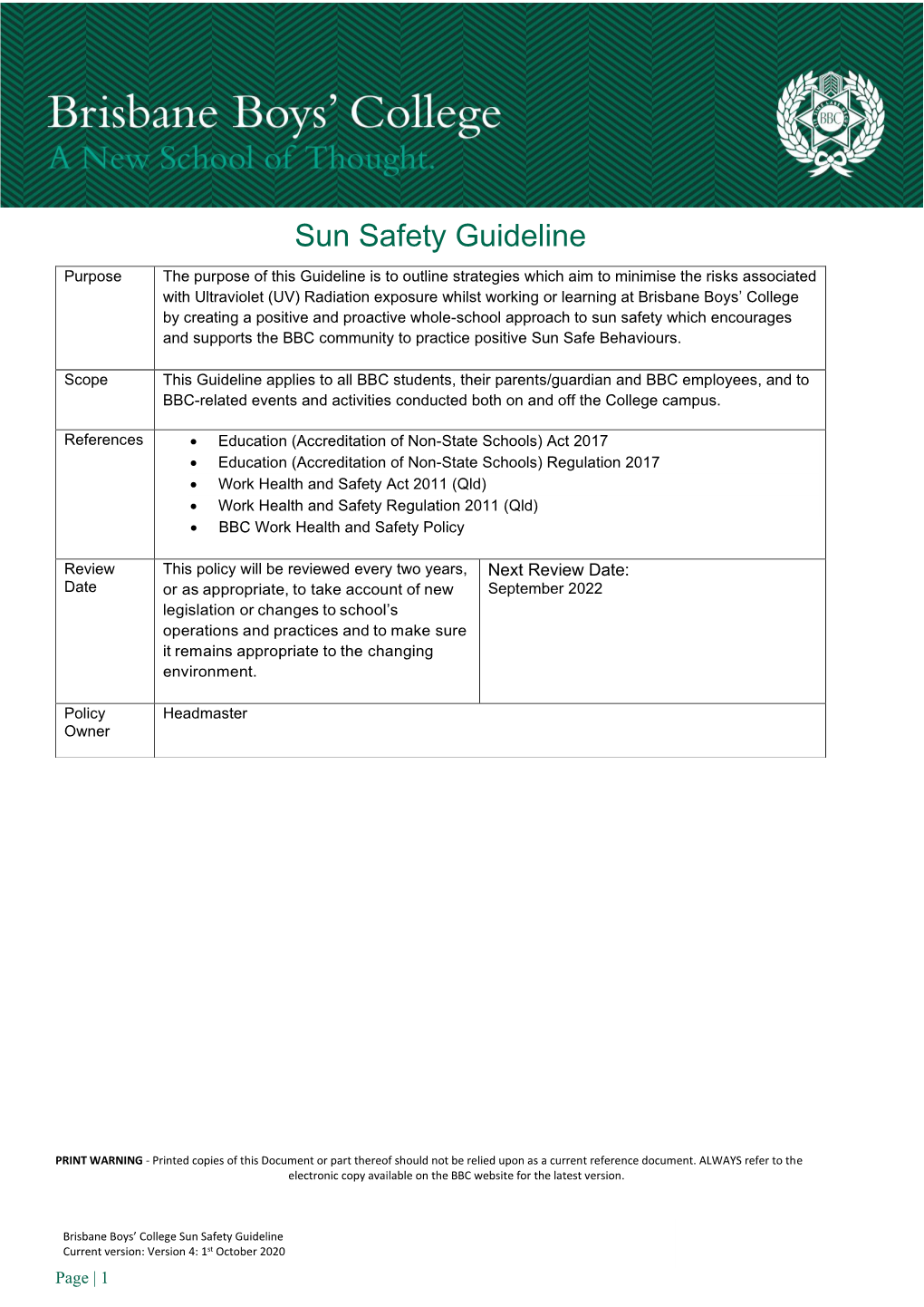 Sun Safety Guideline