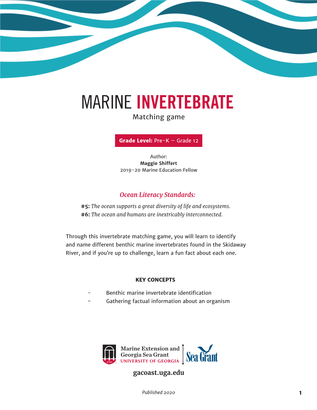 MARINE INVERTEBRATE Matching Game