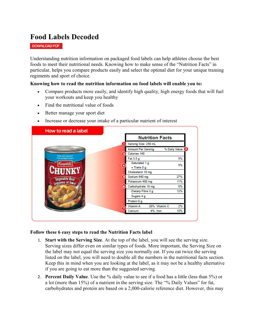 Knowing How to Read the Nutrition Information on Food Labels Will Enable You To