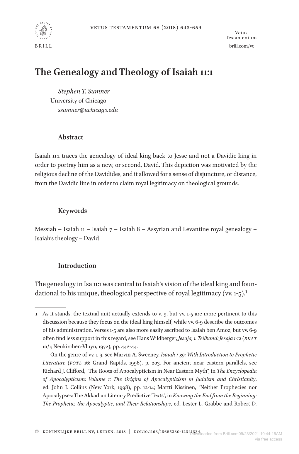 Downloaded from Brill.Com09/23/2021 10:44:16AM Via Free Access 644 Sumner