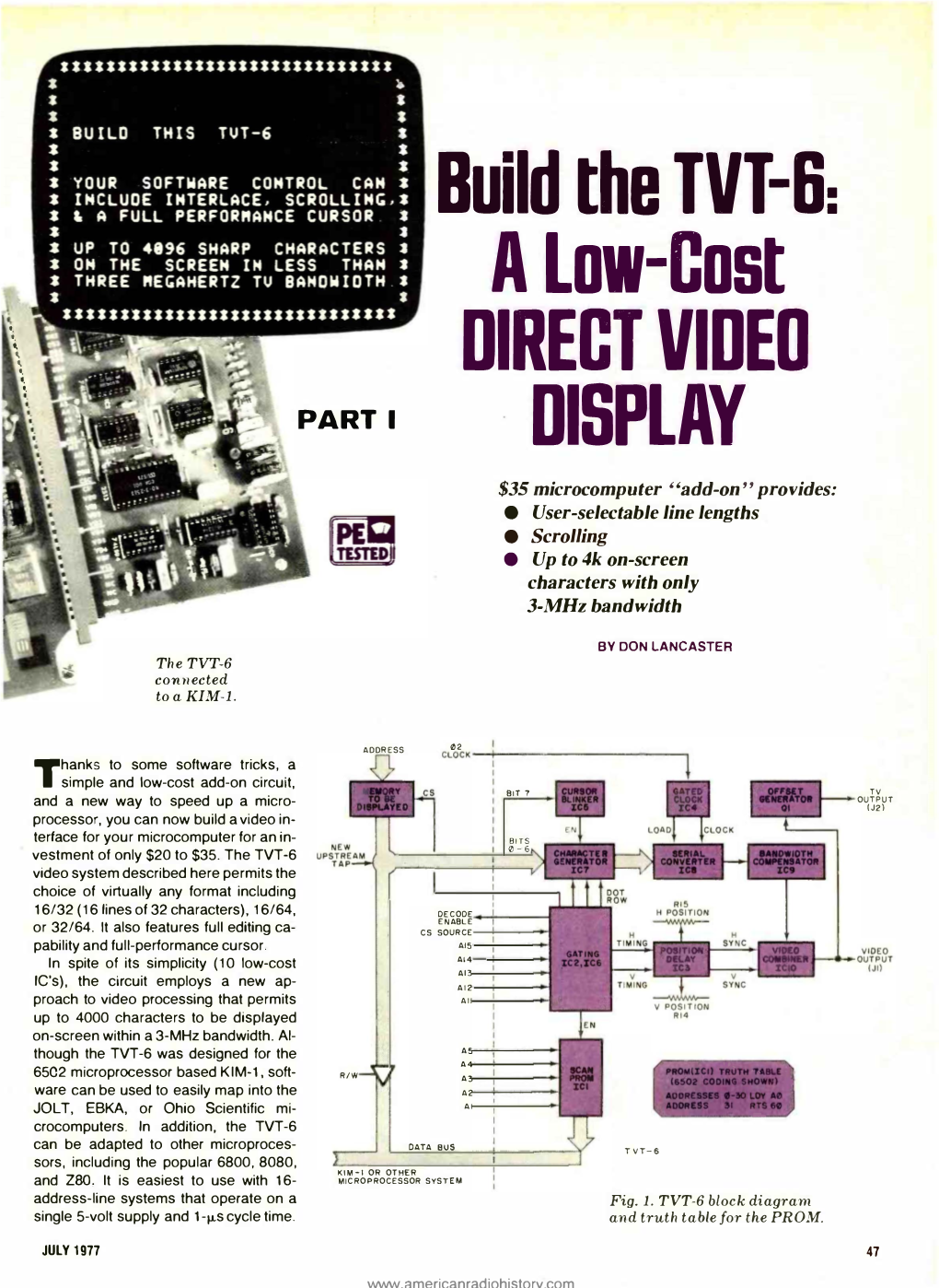 Build the TVT-6: a Low-Cost DIRECT VIDEO DISPLAY