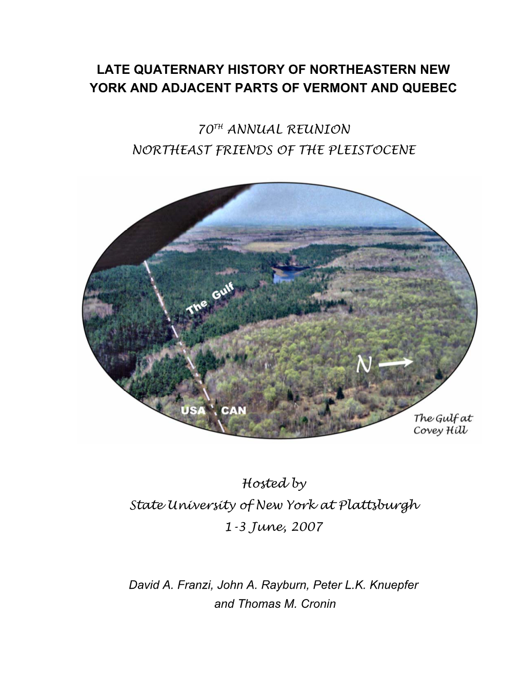 Late Quaternary History of Northeastern New York and Adjacent Parts of Vermont and Quebec