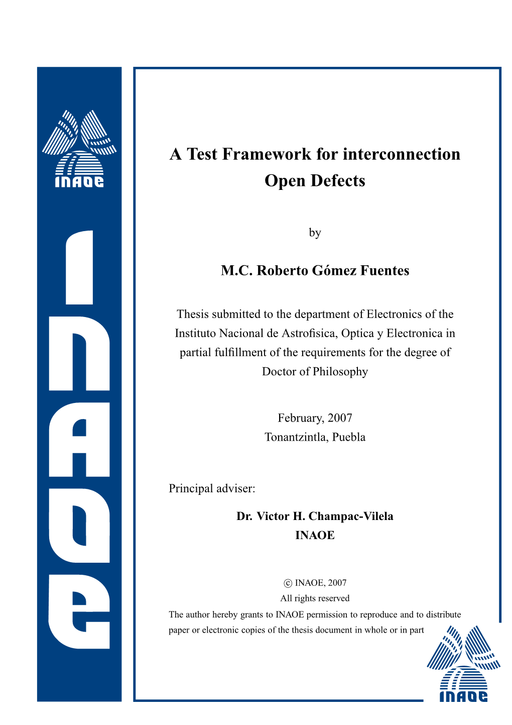 A Test Framework for Interconnection Open Defects