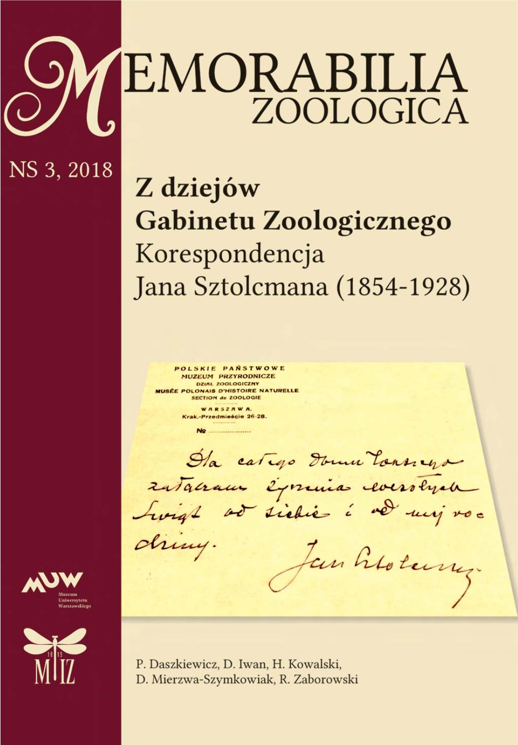 MEMORABILIA ZOOLOGICA Nowa Seria 3, 2018