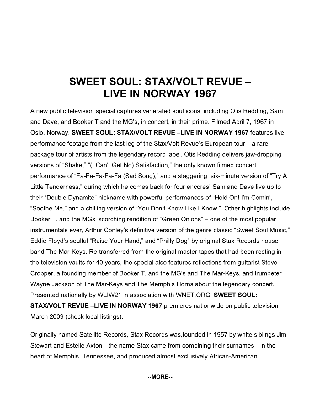 Stax/Volt Revue – Live in Norway 1967