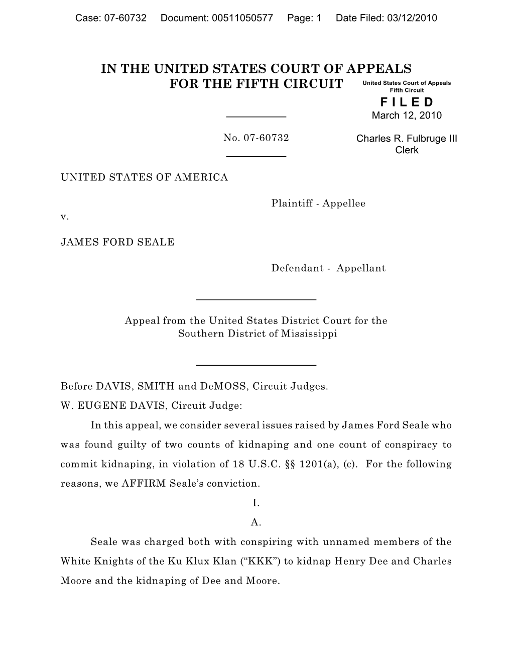United States V. Seale (5Th Cir.) – Appellee -- Decision