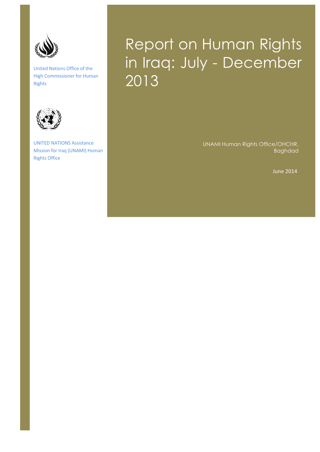 Report on Human Rights in Iraq: July – December 2013