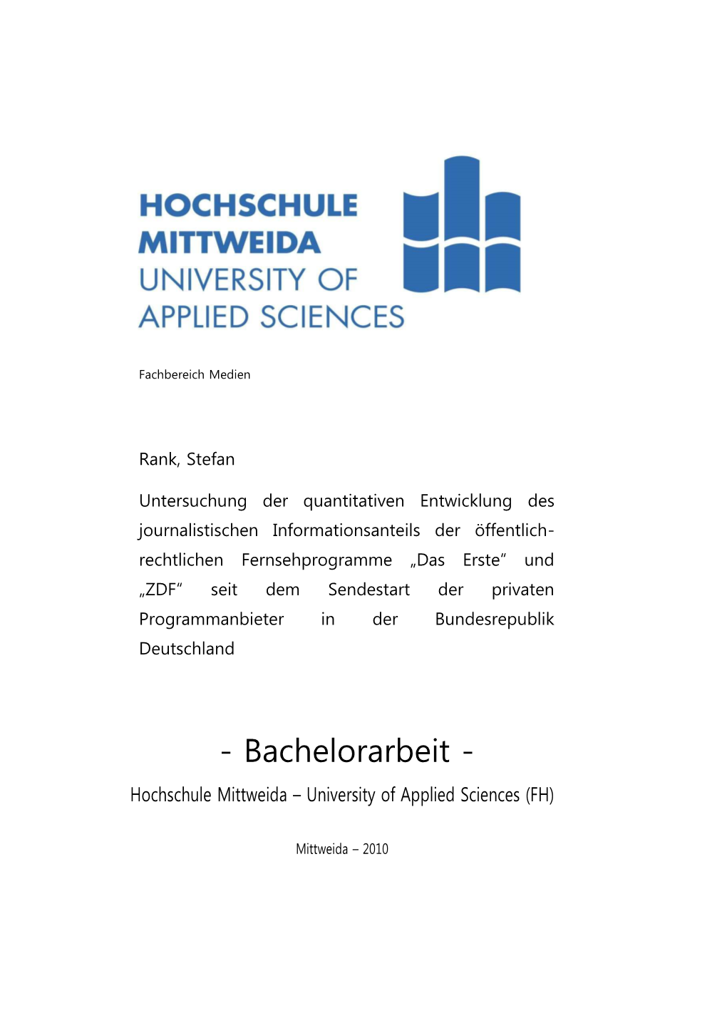 Bachelorarbeit - Hochschule Mittweida � University of Applied Sciences (FH)