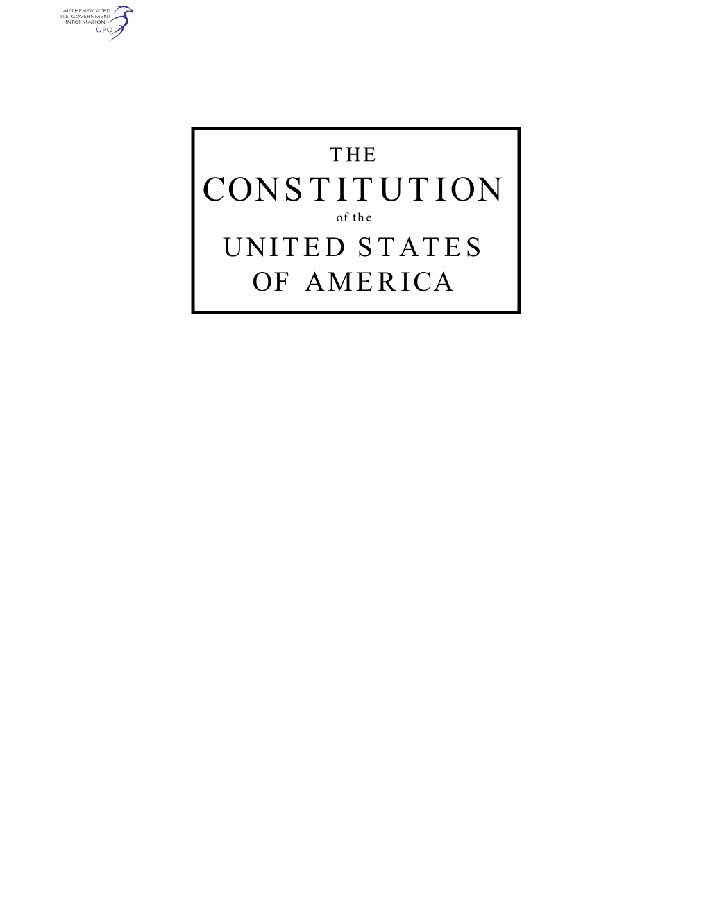 CONSTITUTION of the UNITED STATES of AMERICA