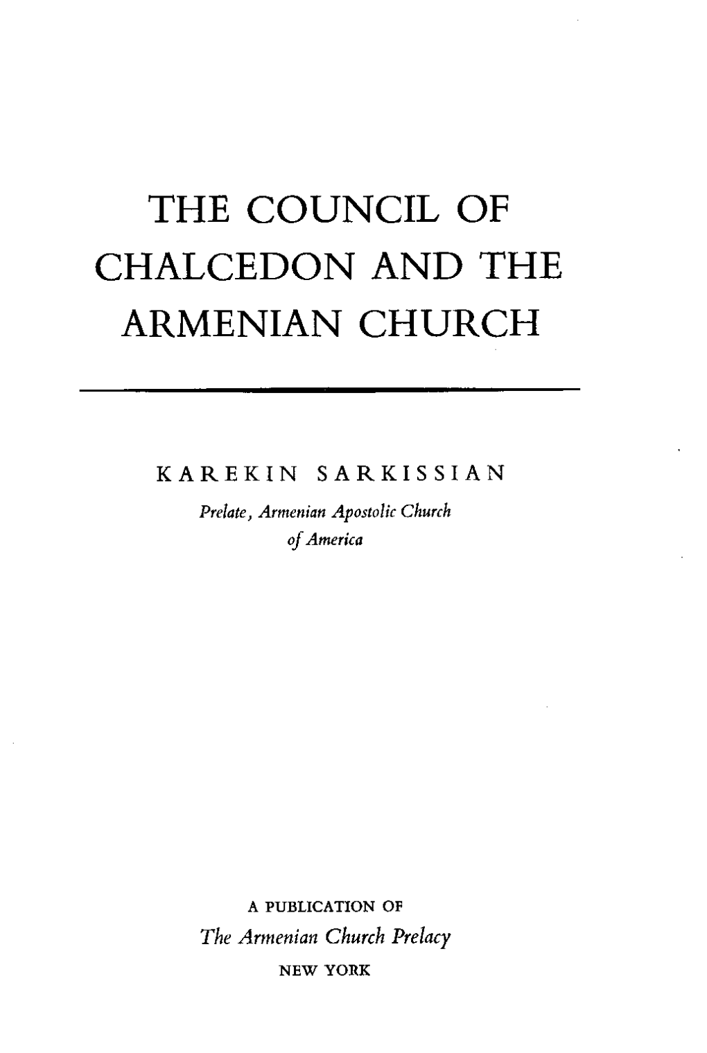 The Council of Chalcedon and the Armenian Church